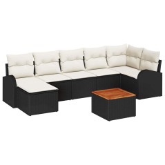 vidaXL Set di Divani da Giardino 8 pcs Nero, bianco Grande