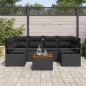 vidaXL Set Divano da Giardino 7 pcs Nero Grande vidaXL Set Divano da Giardino 7 pcs Nero Grande