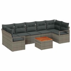 vidaXL Set Divano da Giardino Grigio 8 pcs Grigio Grande Rattan