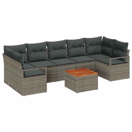 vidaXL Set Divano da Giardino Grigio 8 pcs Grigio Grande Rattan