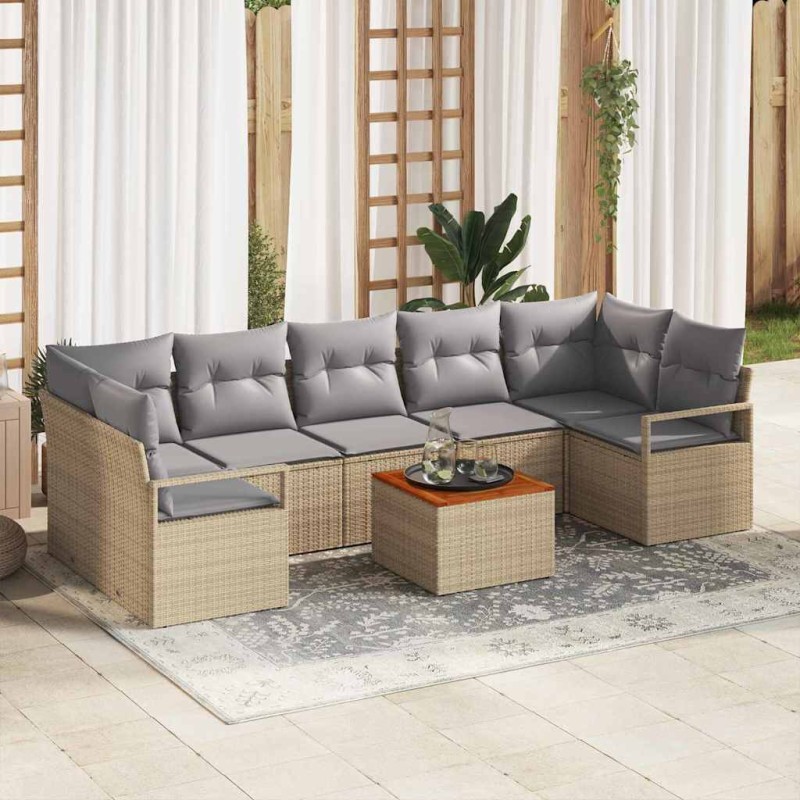 vidaXL Set Divano Giardino 8 pcs Beige, grigio chiaro vidaXL Set Divano Giardino 8 pcs Beige, grigio chiaro