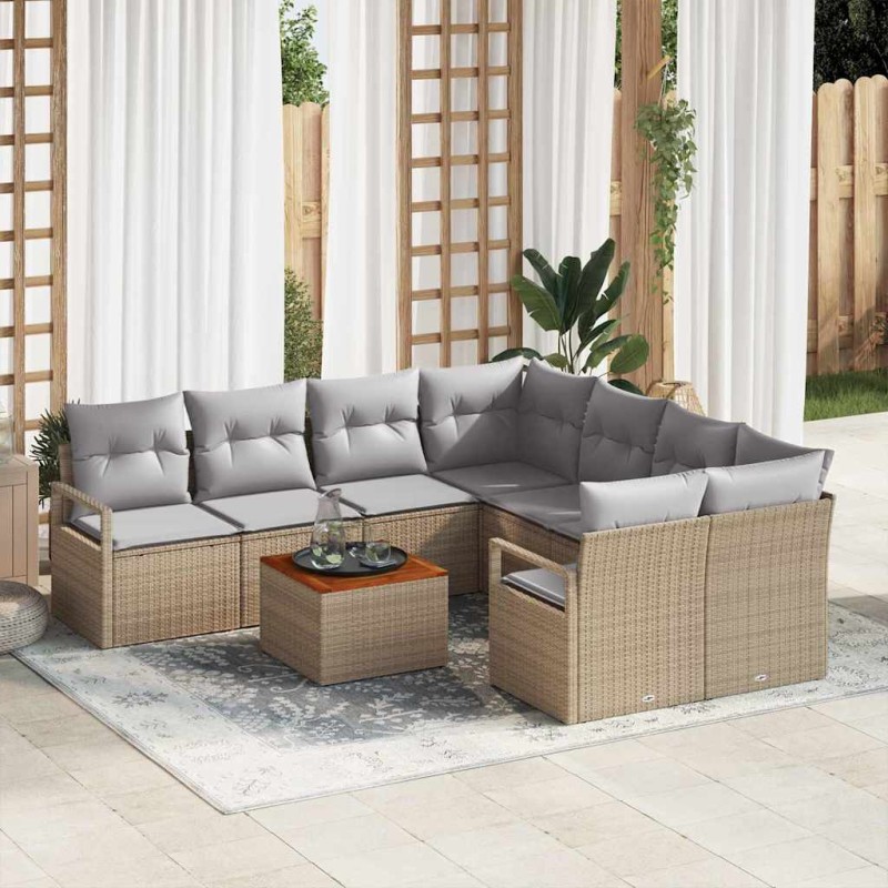 vidaXL Set di Sofà da Giardino 9 pcs Beige, grigio chiaro Media vidaXL Set di Sofà da Giardino 9 pcs Beige, grigio chiaro Media