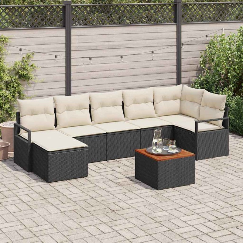 vidaXL Set Divano da Giardino 8 pcs Nero, bianco Adatto per 5 persone vidaXL Set Divano da Giardino 8 pcs Nero, bianco Adatto per 5 persone