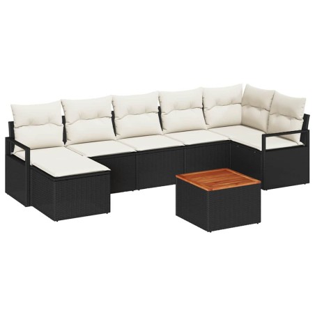 vidaXL Set Divano da Giardino 8 pcs Nero, bianco Adatto per 5 persone