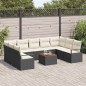 vidaXL Set Divano Giardino 10 pcs Nero, bianco Grande