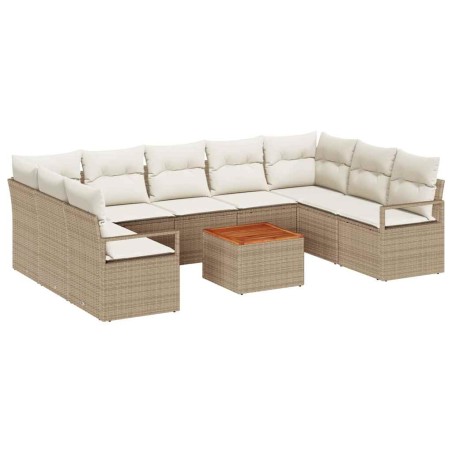 vidaXL Set Divano da Giardino 10 pcs Beige, bianco Grande