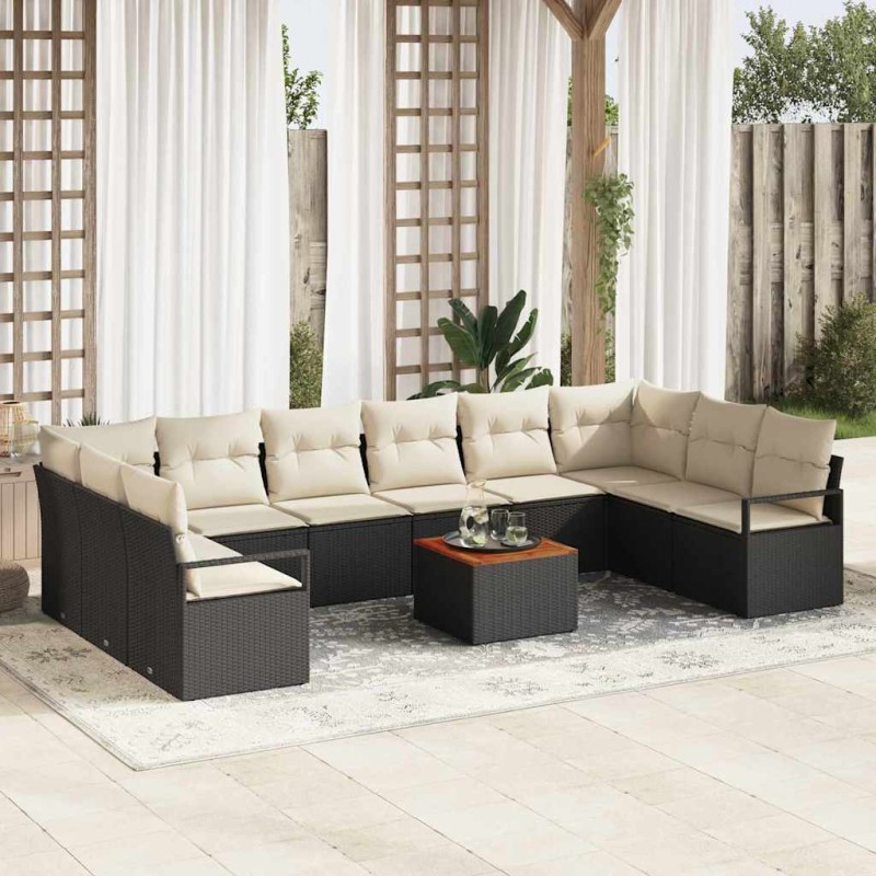 vidaXL Set Divano da Giardino 11 pcs Nero, bianco Grande vidaXL Set Divano da Giardino 11 pcs Nero, bianco Grande
