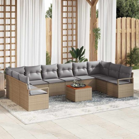vidaXL Set Divano Giardino 11 pcs Beige, grigio chiaro Medio