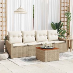 vidaXL Set Divano da Giardino 5 pcs Beige, bianco 55 x 55 x 37 cm
