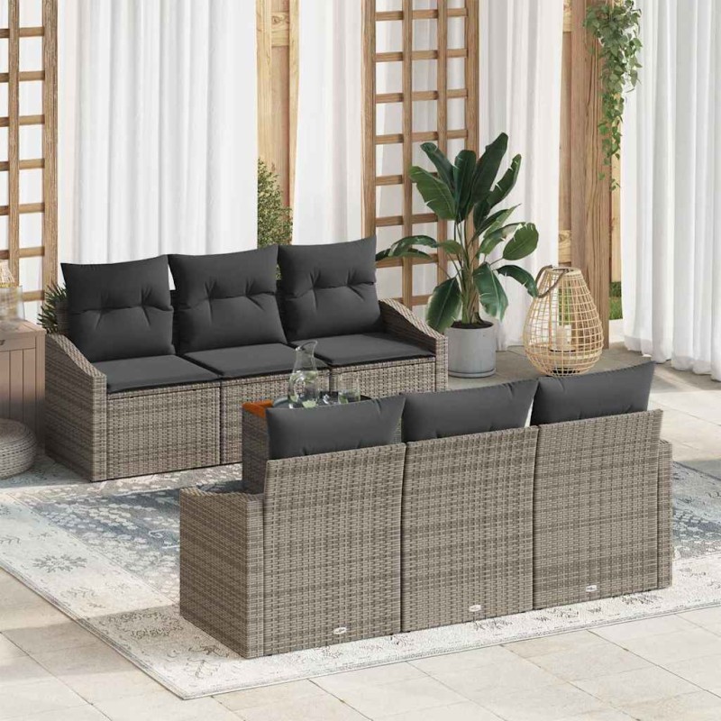 vidaXL Set Divano da Giardino 7 pcs Grigio 55 x 55 x 37 cm Rattan vidaXL Set Divano da Giardino 7 pcs Grigio 55 x 55 x 37 cm Rattan