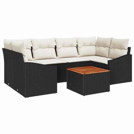 vidaXL Set Divano da Giardino 7 pcs Nero, bianco 55 x 55 x 37 cm