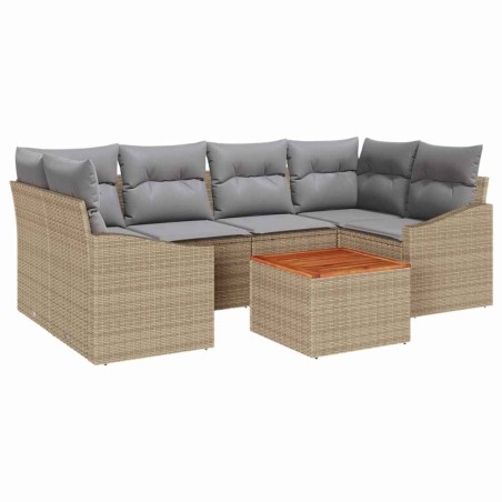 vidaXL Set Divano Giardino 7 pcs Beige, grigio chiaro 55 x 55 x 37 cm