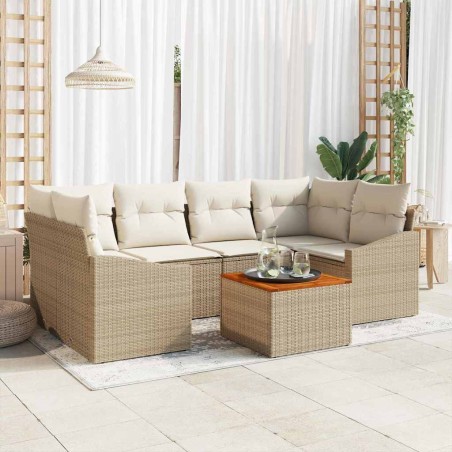 vidaXL Set divani da giardino 7 pcs Beige, bianco 55 x 55 x 37 cm