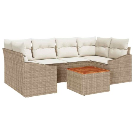 vidaXL Set divani da giardino 7 pcs Beige, bianco 55 x 55 x 37 cm