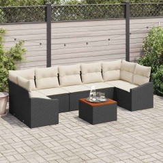 vidaXL Set di Divano da Giardino 8 pcs Nero, bianco 55 x 55 x 37 cm