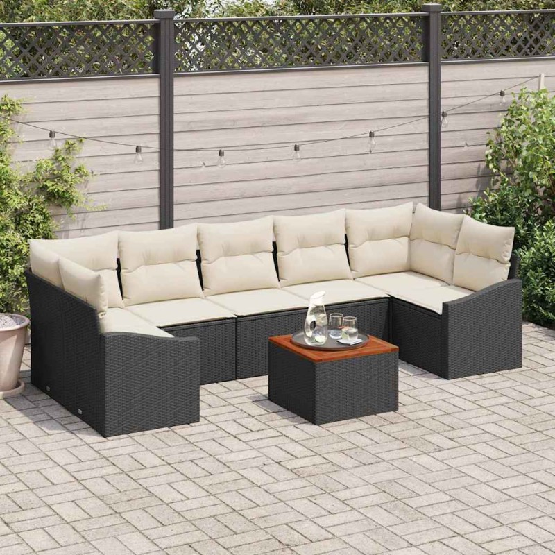 vidaXL Set di Divano da Giardino 8 pcs Nero, bianco 55 x 55 x 37 cm vidaXL Set di Divano da Giardino 8 pcs Nero, bianco 55 x 55 x 37 cm