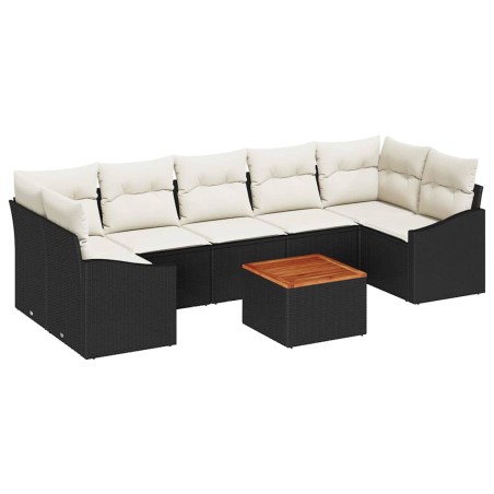 vidaXL Set di Divano da Giardino 8 pcs Nero, bianco 55 x 55 x 37 cm