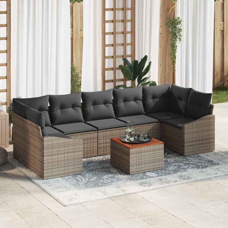 vidaXL Set divano da giardino 8 pcs Grigio 55 x 55 x 37 cm vidaXL Set divano da giardino 8 pcs Grigio 55 x 55 x 37 cm