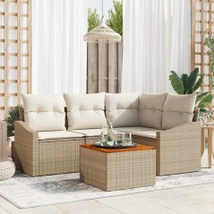 vidaXL Set divano da giardino 5 pcs Beige, bianco 55 x 55 x 37 cm