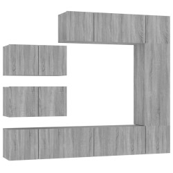 Set Mobili Porta TV 8pz Grigio Sonoma in Legno Multistrato