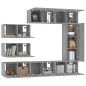 Set Mobili Porta TV 8pz Grigio Sonoma in Legno Multistrato Set Mobili Porta TV 8pz Grigio Sonoma in Legno Multistrato