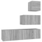 Set di Mobili Porta TV 4 pz Grigio Sonoma in Legno Multistrato Set di Mobili Porta TV 4 pz Grigio Sonoma in Legno Multistrato
