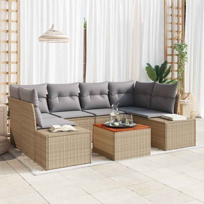 vidaXL Set di Divani da Giardino 7 pcs Beige, grigio chiaro vidaXL Set di Divani da Giardino 7 pcs Beige, grigio chiaro