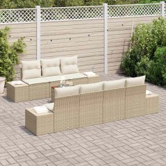vidaXL Set Divano da Giardino 8 pcs Beige, bianco 55 x 55 x 37 cm