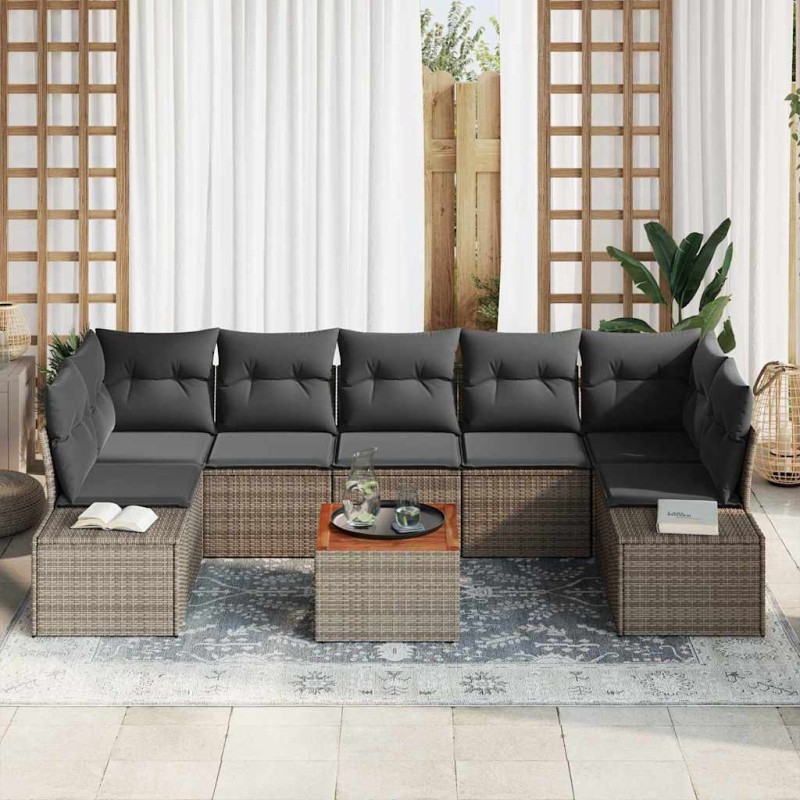 vidaXL Set Divano da Giardino 8 pcs Grigio 55 x 55 x 37 cm