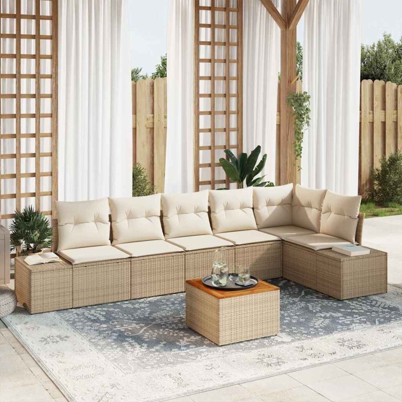vidaXL Set Divano da Giardino 7 pcs Beige e bianco vidaXL Set Divano da Giardino 7 pcs Beige e bianco