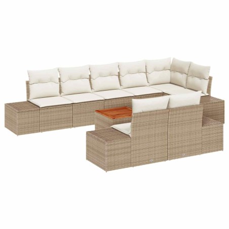 vidaXL Set di Divani da Giardino 9 pcs Beige, bianco 55 x 55 x 37 cm