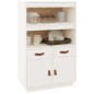 Credenza Bianca 67x40x108,5 cm in Legno Massello di Pino Credenza Bianca 67x40x108,5 cm in Legno Massello di Pino