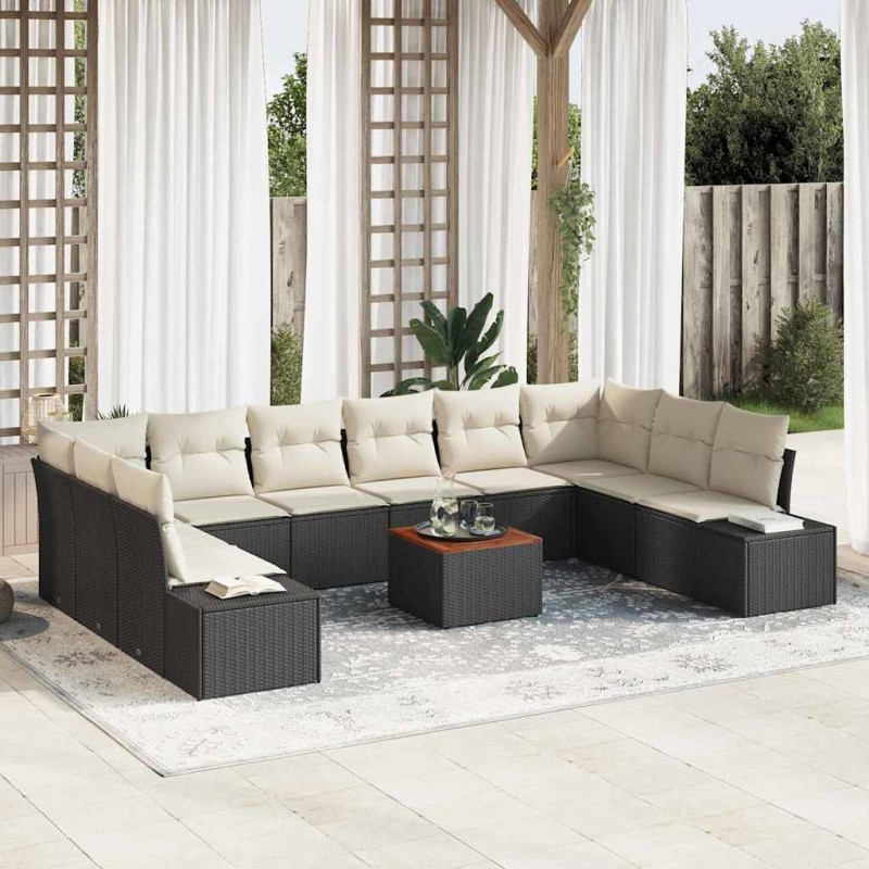 vidaXL Set Divano da Giardino 11 pcs Nero, bianco vidaXL Set Divano da Giardino 11 pcs Nero, bianco