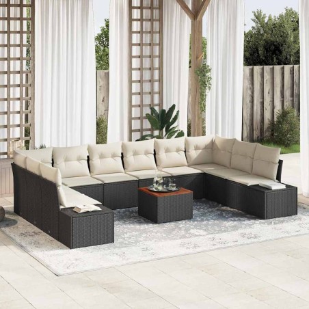 vidaXL Set Divano da Giardino 11 pcs Nero, bianco