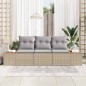 vidaXL Set di Sofà da Giardino 3 Pezzi con Cuscini Beige in Rattan Sintetico e Acacia vidaXL Set di Sofà da Giardino 3 Pezzi con Cuscini Beige in Rattan Sintetico e Acacia
