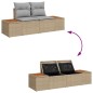 vidaXL Set di Sofà da Giardino 3 Pezzi con Cuscini Beige in Rattan Sintetico e Acacia vidaXL Set di Sofà da Giardino 3 Pezzi con Cuscini Beige in Rattan Sintetico e Acacia