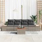 vidaXL Set da giardino di divani 5 pezzi con cuscini grigi in rattan sintetico e acacia vidaXL Set da giardino di divani 5 pezzi con cuscini grigi in rattan sintetico e acacia