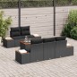 vidaXL Set di Divani da Giardino a 6 Pezzi con Cuscini Neri in Rattan Sintetico e Acacia vidaXL Set di Divani da Giardino a 6 Pezzi con Cuscini Neri in Rattan Sintetico e Acacia