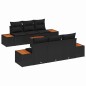 vidaXL Set di divani da giardino 7 pezzi con cuscini in poly rattan Nero e Acacia vidaXL Set di divani da giardino 7 pezzi con cuscini in poly rattan Nero e Acacia
