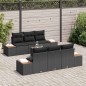 vidaXL Set di divani da giardino 7 pezzi con cuscini in poly rattan Nero e Acacia vidaXL Set di divani da giardino 7 pezzi con cuscini in poly rattan Nero e Acacia