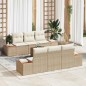 vidaXL Set di divani da giardino 7 pezzi con cuscini in polirattan beige e acacia. vidaXL Set di divani da giardino 7 pezzi con cuscini in polirattan beige e acacia.