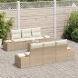 vidaXL Set di divani da giardino 7 pezzi con cuscini in polirattan beige e acacia. vidaXL Set di divani da giardino 7 pezzi con cuscini in polirattan beige e acacia.