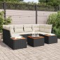 vidaXL Set di divani da giardino 6 pezzi con cuscini in rattan sintetico nero e acacia. vidaXL Set di divani da giardino 6 pezzi con cuscini in rattan sintetico nero e acacia.