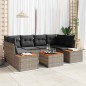 vidaXL Set da Giardino con Divano a 6 Pezzi e Cuscini Grigi in Polirattan Acacia vidaXL Set da Giardino con Divano a 6 Pezzi e Cuscini Grigi in Polirattan Acacia