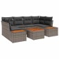 vidaXL Set da Giardino con Divano a 6 Pezzi e Cuscini Grigi in Polirattan Acacia vidaXL Set da Giardino con Divano a 6 Pezzi e Cuscini Grigi in Polirattan Acacia