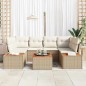 vidaXL Set di divani da giardino a 6 pezzi con cuscini beige in polirattan e legno di acacia. vidaXL Set di divani da giardino a 6 pezzi con cuscini beige in polirattan e legno di acacia.