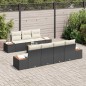 vidaXL Set di divani da giardino da 8 pezzi con cuscini in rattan sintetico nero e legno di acacia
