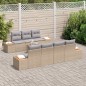 vidaXL Set di Sofà da Giardino da 8 Pezzi con Cuscini Beige in Rattan Sintetico e Acacia