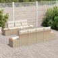 vidaXL Set da Giardino 8 Pezzi con Cuscini Beige in Rattan Sintetico Acacia vidaXL Set da Giardino 8 Pezzi con Cuscini Beige in Rattan Sintetico Acacia