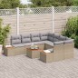 vidaXL Set Giardino con 9 pezzi e cuscini beige in polyrattan e legno d'acacia vidaXL Set Giardino con 9 pezzi e cuscini beige in polyrattan e legno d'acacia